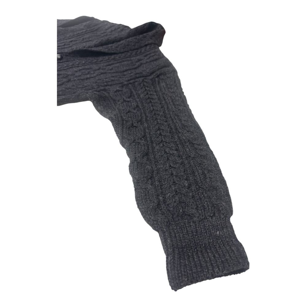 Aran Crafts Women's Gray Irish Wool Cable Knit Shawl Collar Cardigan Casual - Picture 5 of 7